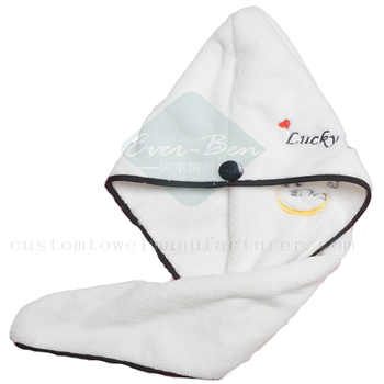 China Custom White Microfiber Quicky Dry hair wrap Towel Factory